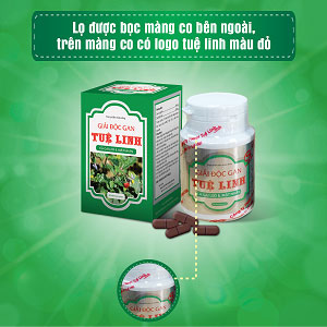 6.    Bên ngoài lọ sản phẩm có bọc màng co có logo Tuệ Linh màu đỏ cùng dòng chữ Công ty TNHH Tuệ Linh. Tự hà 1