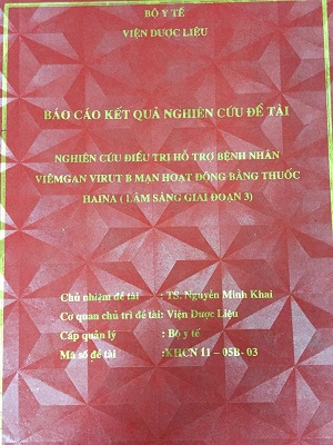 Tên nghiên cứu: Nghiên cứu điều trị hỗ trợ bệnh nhân viêm gan virut B mạn hoạt động bằng thuốc HAINA (Lâm s� 1