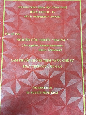 Đề tài: Nghiên cứu thuốc HAINA (tiền thân của viên uống Giải Độc Gan Tuệ Linh) làm thuốc chống viêm và ức c 1